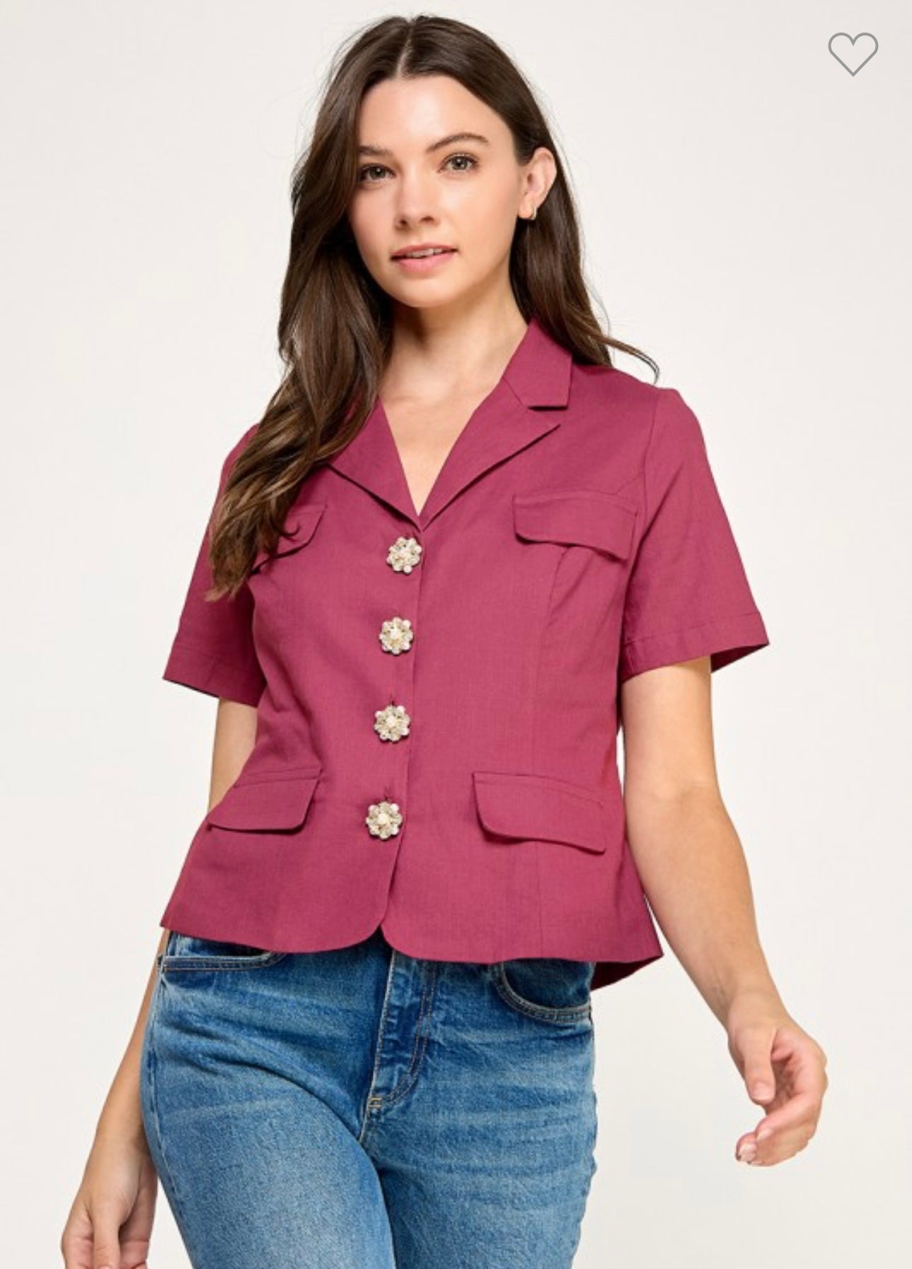 RHINESTONE BUTTON DETAIL BLAZER (08-19-25)