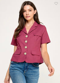RHINESTONE BUTTON DETAIL BLAZER (08-19-25)