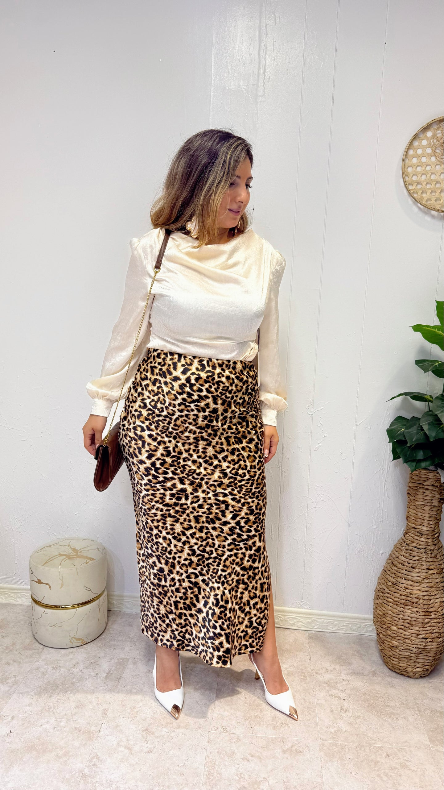 MIDI LEOPARD PRINT SKIRT