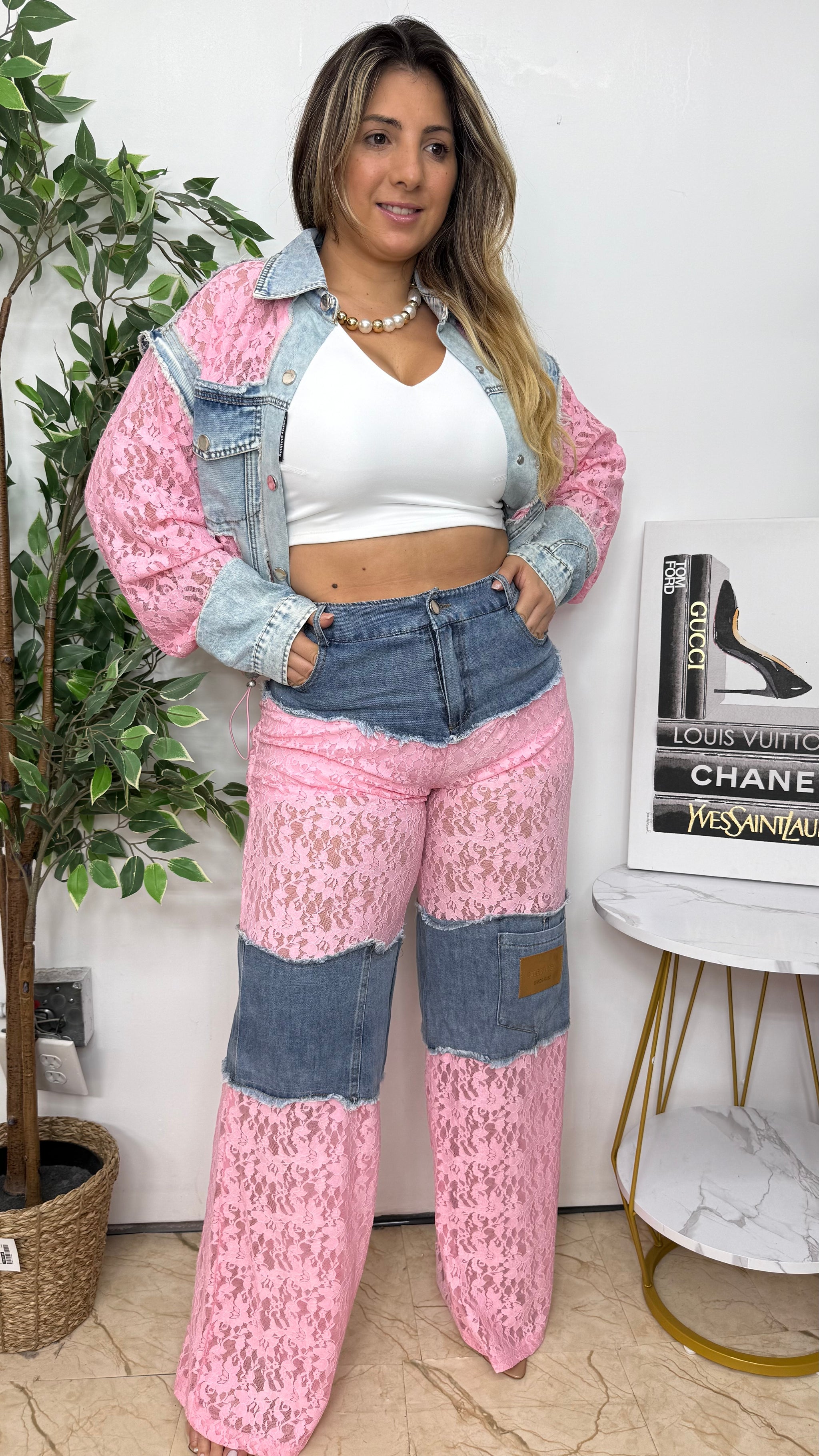 Pink Lace Pants