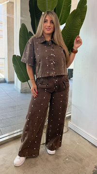 Chocolate Stud Denim Set