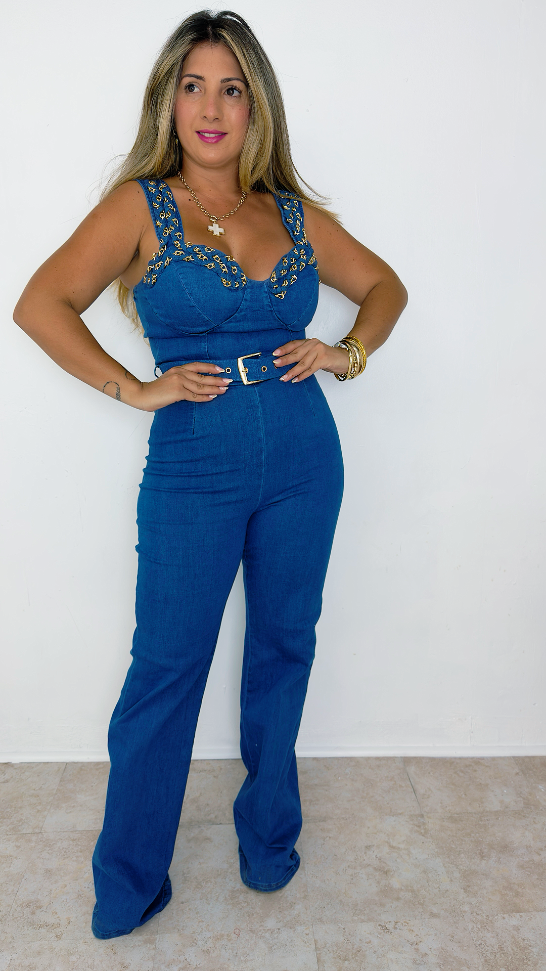 Golden Denim Glam Set