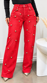Golden Studded Denim Jeans