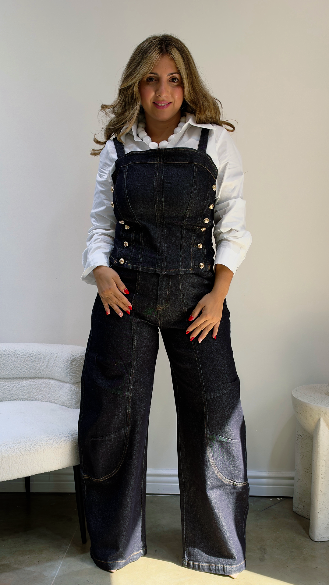 Dark Denim Button Detail Set