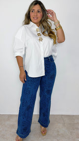 Rose Denim Chic Pants
