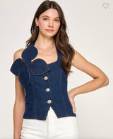 METAL BUTTON DETAIL BACK SMOCK SHIRT