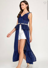 LACE RUFFLE DETAIL TULL DRESS