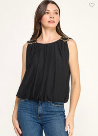 Shoulder Metail Detail R Neck Solid T Shirt (Llega 11-18)