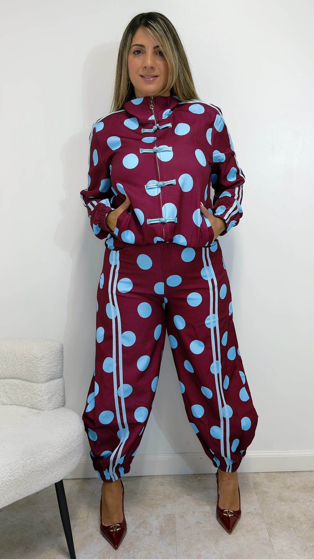 Burgundy Polka Dot Luxe Set