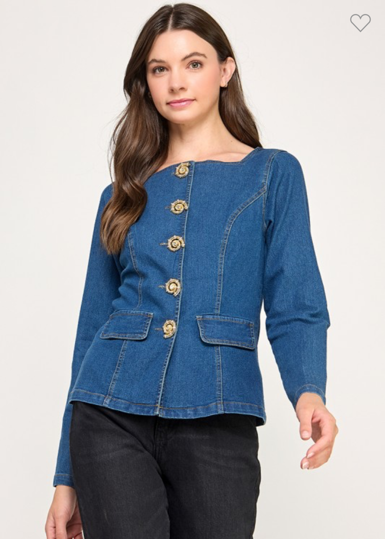 METAL BUTTON DETAIL DENIM JACKET