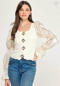 Metal Button Detail Square Neck Shirt (Llega 11-18)