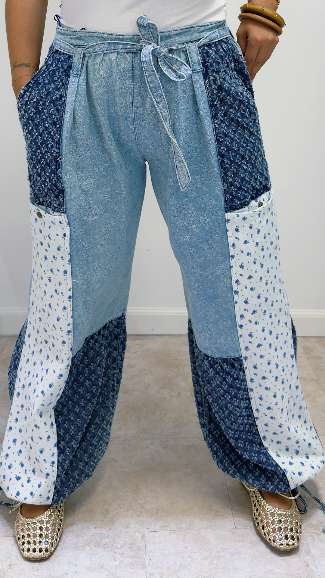 Boho Patchwork Denim Pants