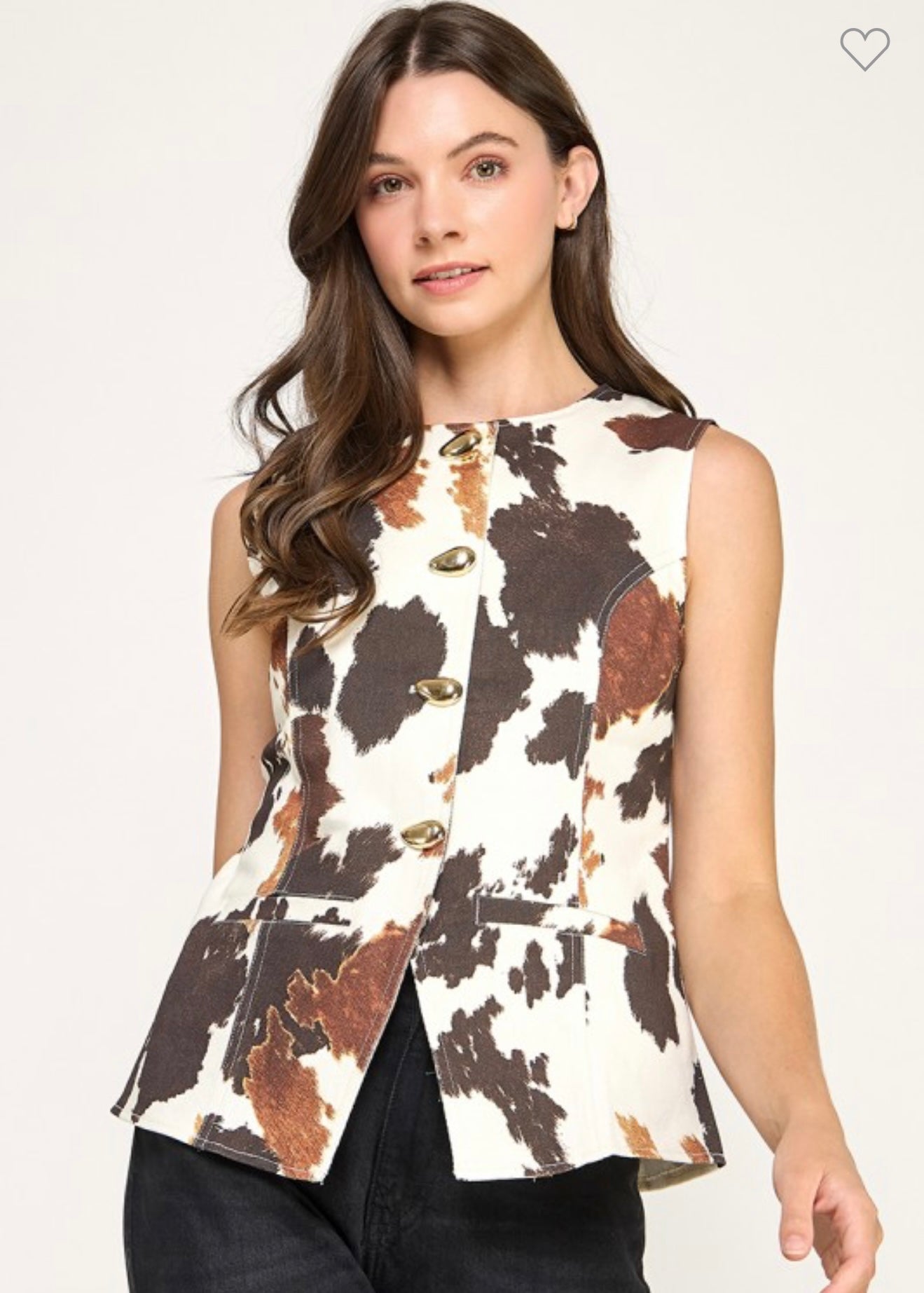 METAL BUTTON DETAIL ANIMAL PRINT SHIRT