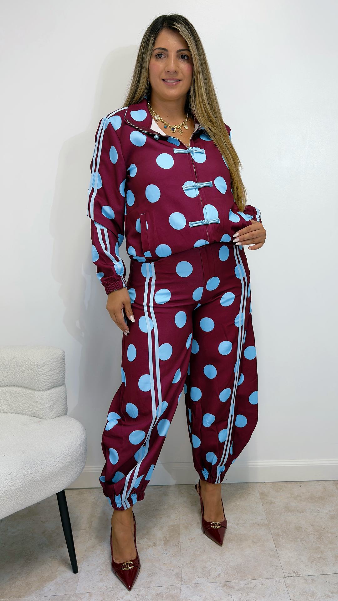 Burgundy Polka Dot Luxe Set