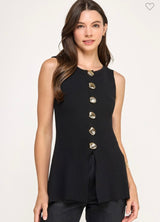 METAIL BUTTON DETAIL PEPLUM CORDUROY  SHIRT