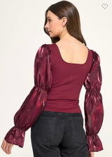 Metal Button Detail Square Neck Shirt (Llega 11-18)