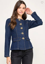 METAL BUTTON DETAIL DENIM JACKET