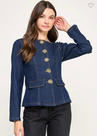 METAL BUTTON DETAIL DENIM JACKET