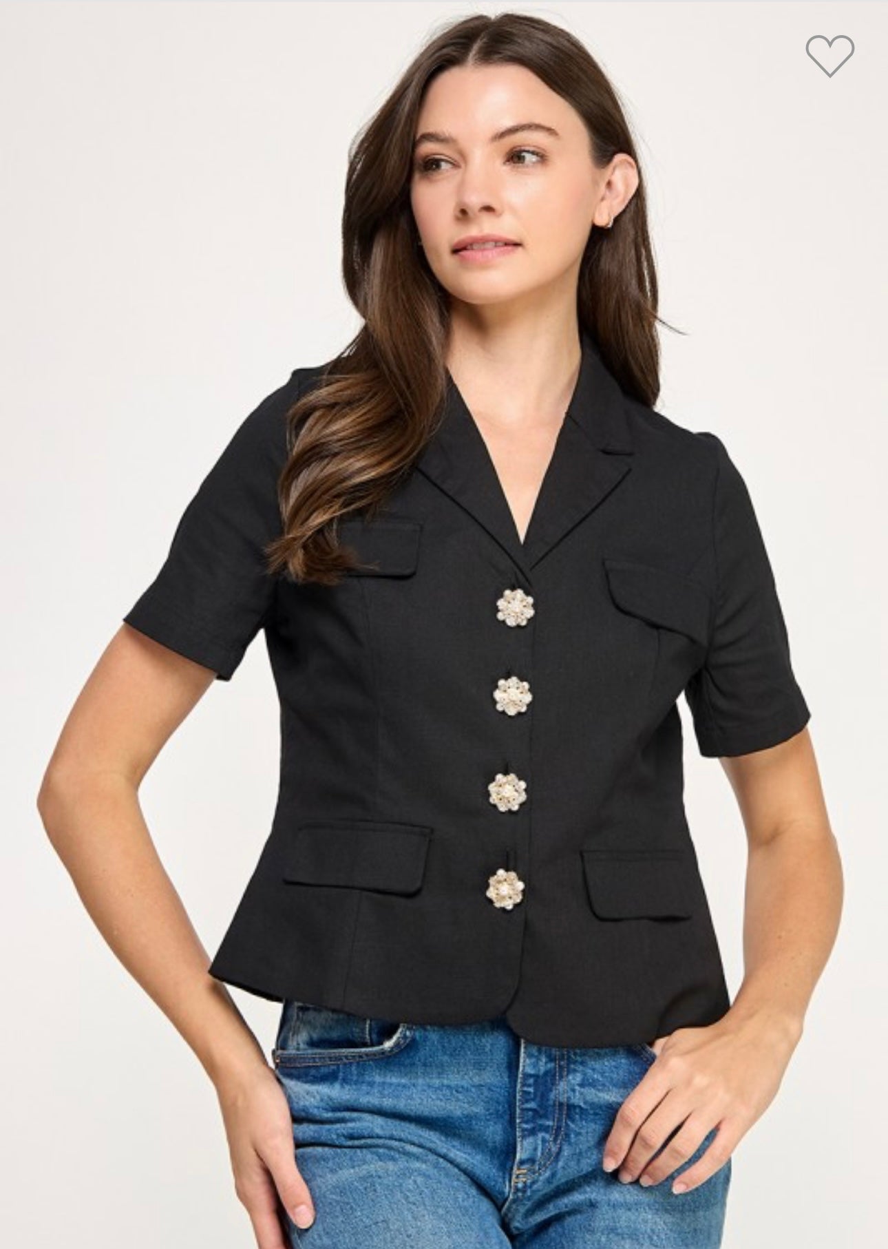 RHINESTONE BUTTON DETAIL BLAZER (08-19-25)