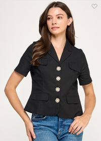 RHINESTONE BUTTON DETAIL BLAZER (08-19-25)