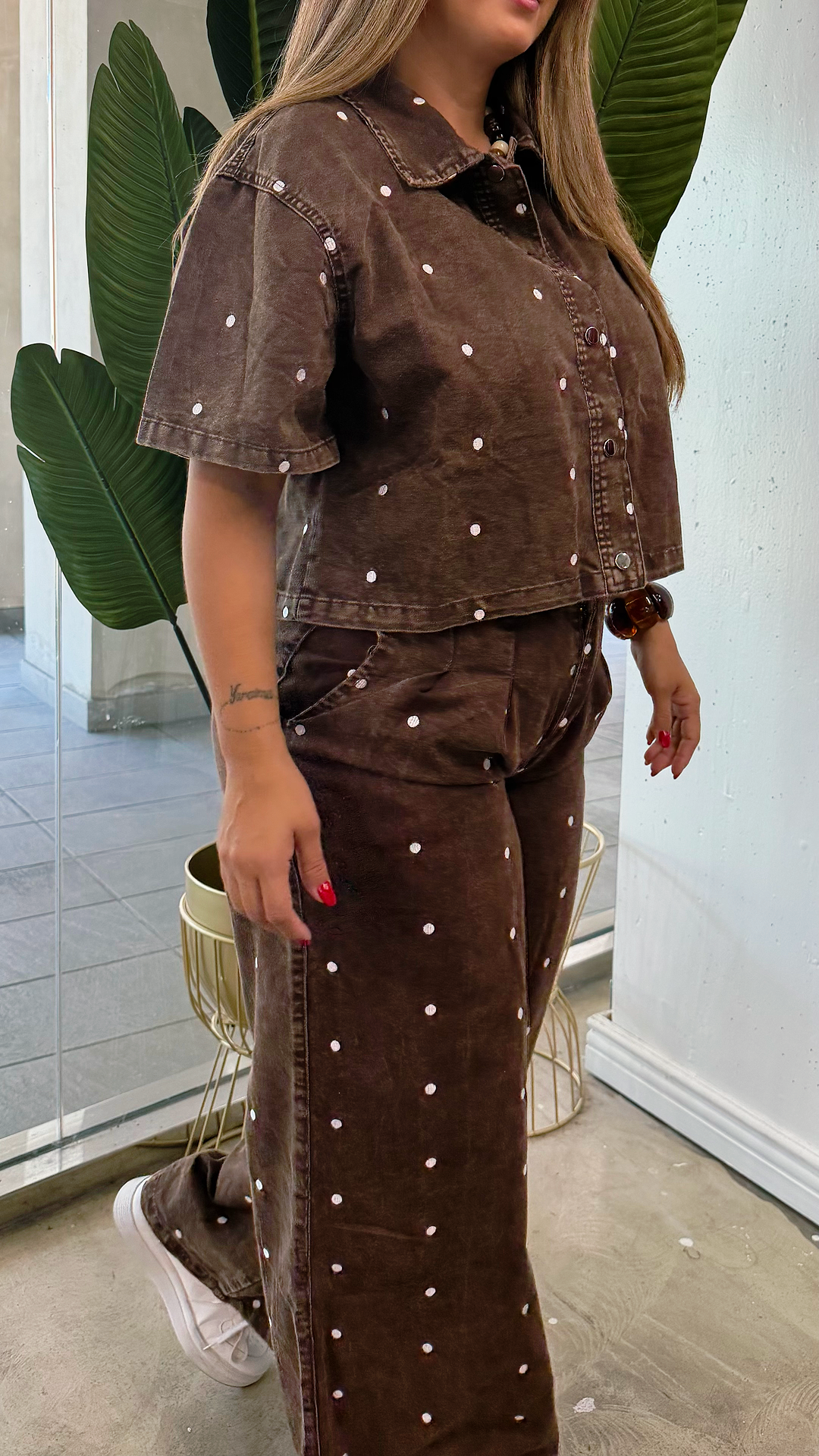 Chocolate Stud Denim Set