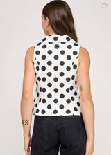 BOLG COLLAR BUTTON DOWN POLKA DOT SHIRT