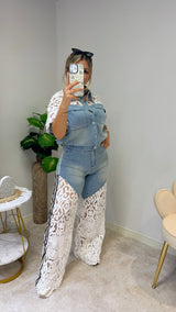 DENIM LACE SET