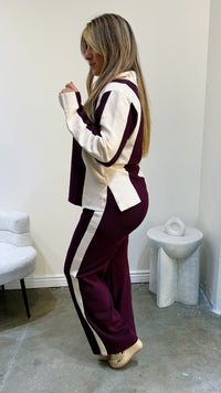 Burgundy Stripe Knit Set