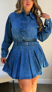 Denim Belle Pleated Dress