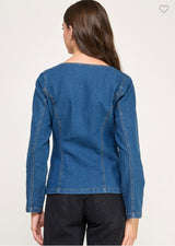 METAL BUTTON DETAIL DENIM JACKET