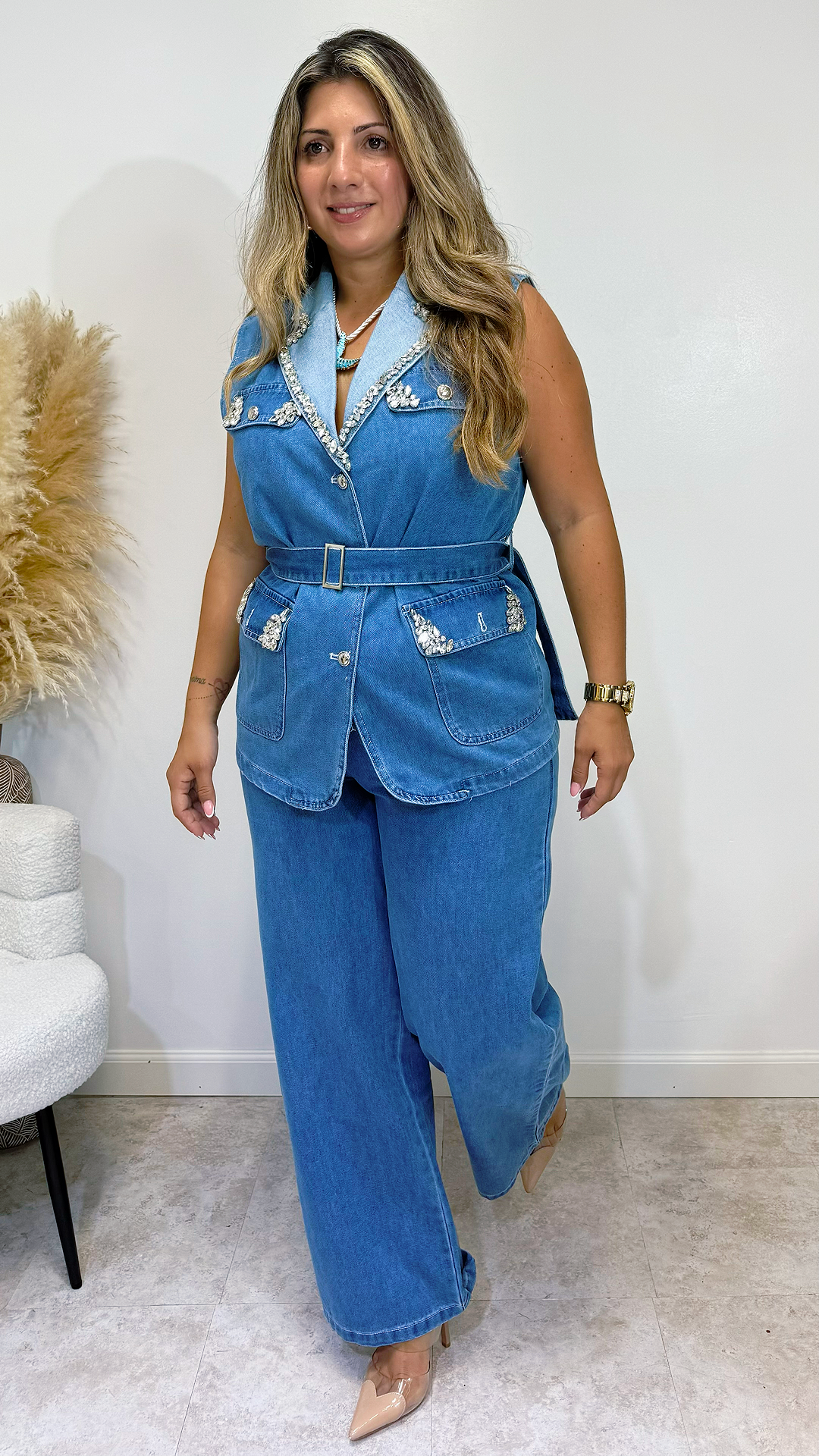Denim Pearl Elegance Set