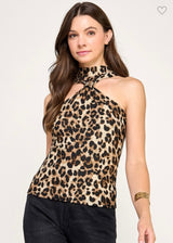 TURTLE NECK ANIMAL PRINT T SHIRT