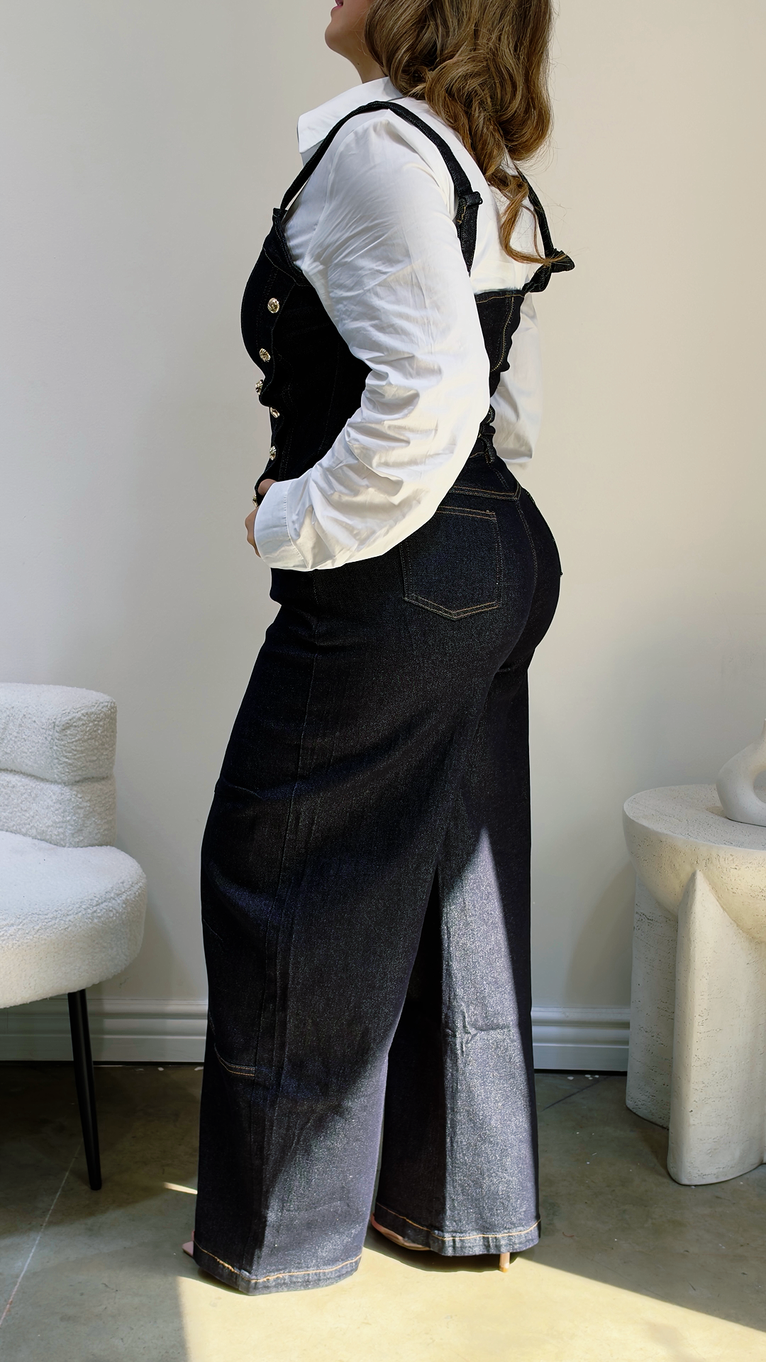 Dark Denim Button Detail Set