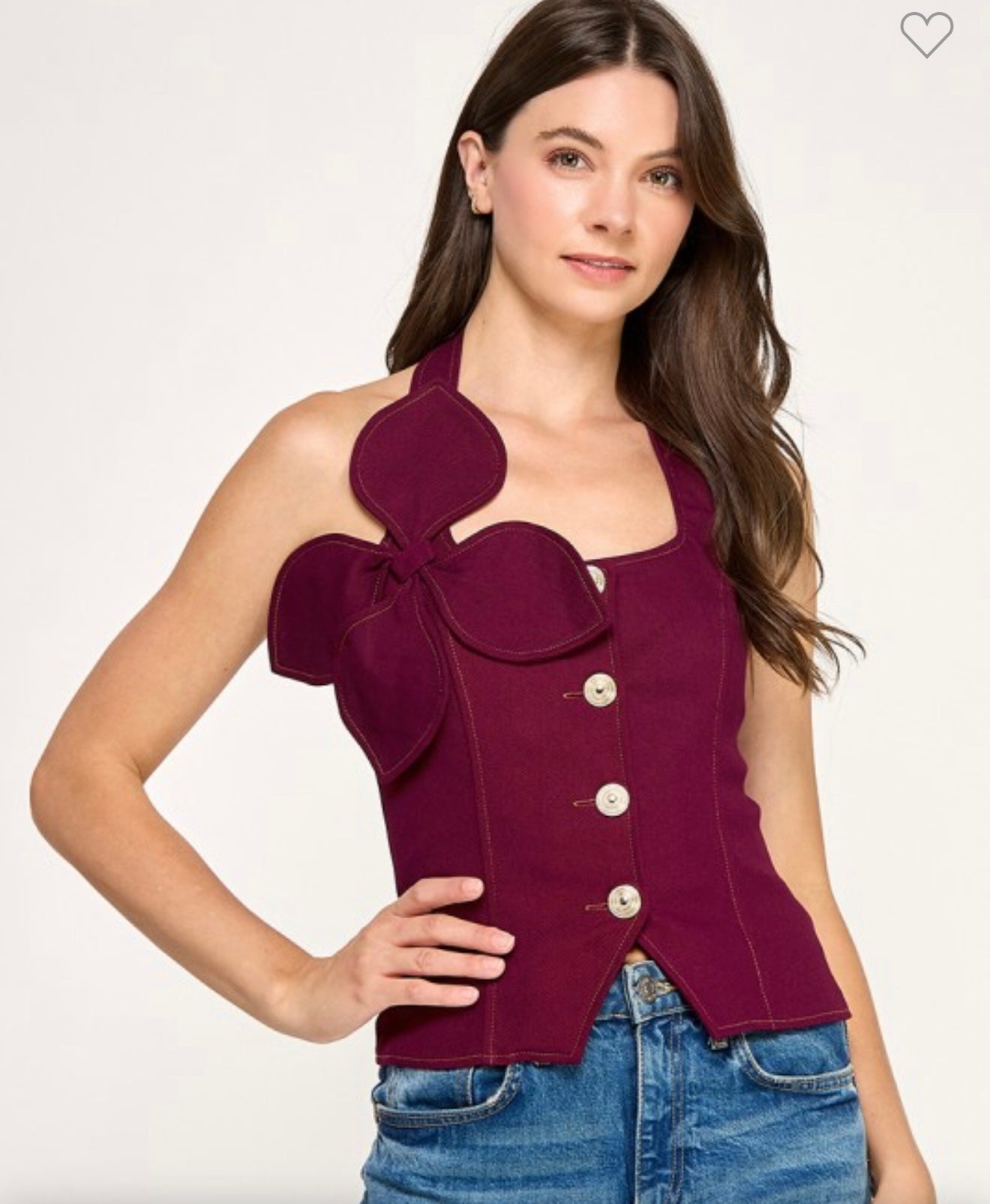 METAL BUTTON DETAIL BACK SMOCK SHIRT