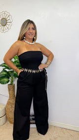 BLACK STRAPLESS JUMPSUIT