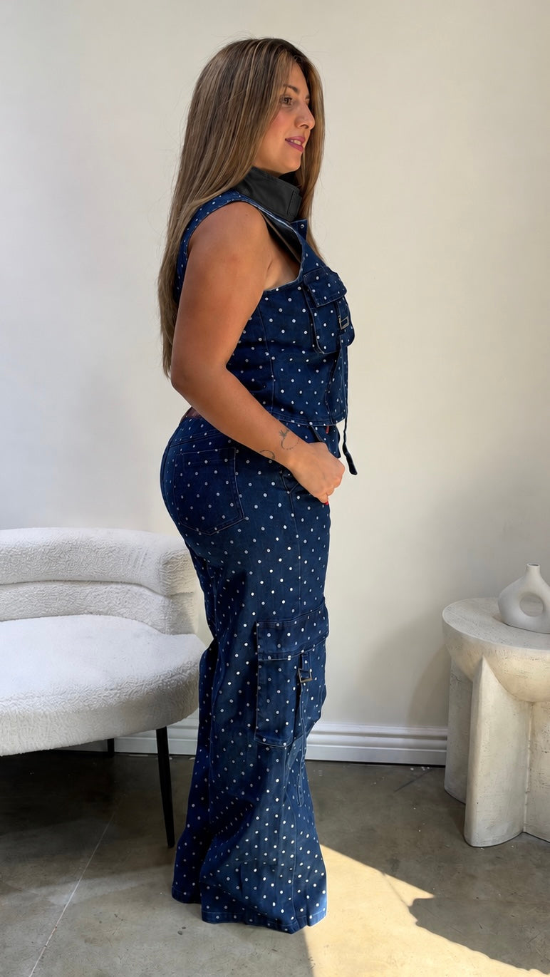 Blue Dot Denim Set