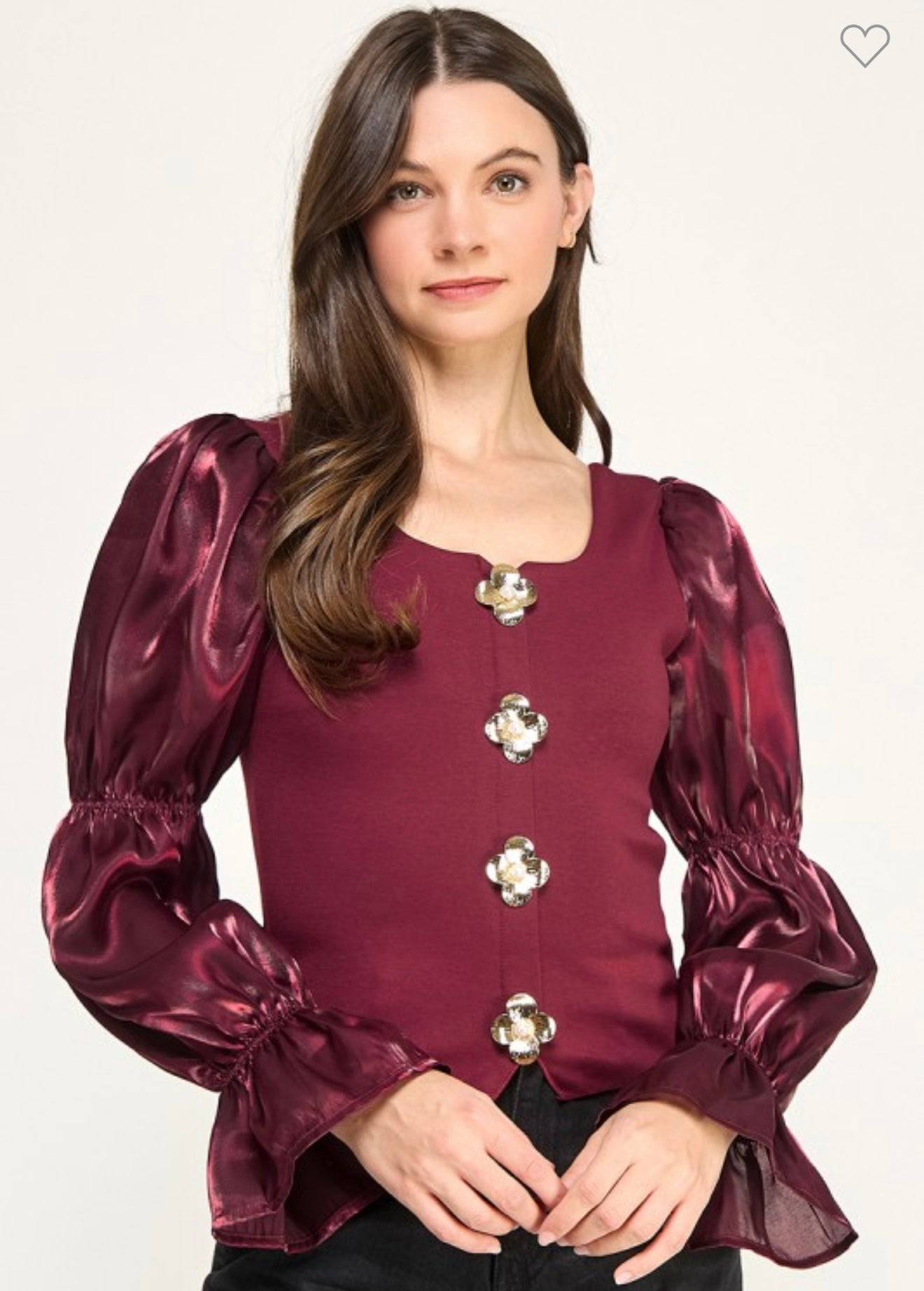 Metal Button Detail Square Neck Shirt (Llega 11-18)