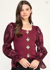 Metal Button Detail Square Neck Shirt (Llega 11-18)