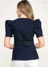 Metal Button Detail Belted Denim Shirt (llega 11-12)