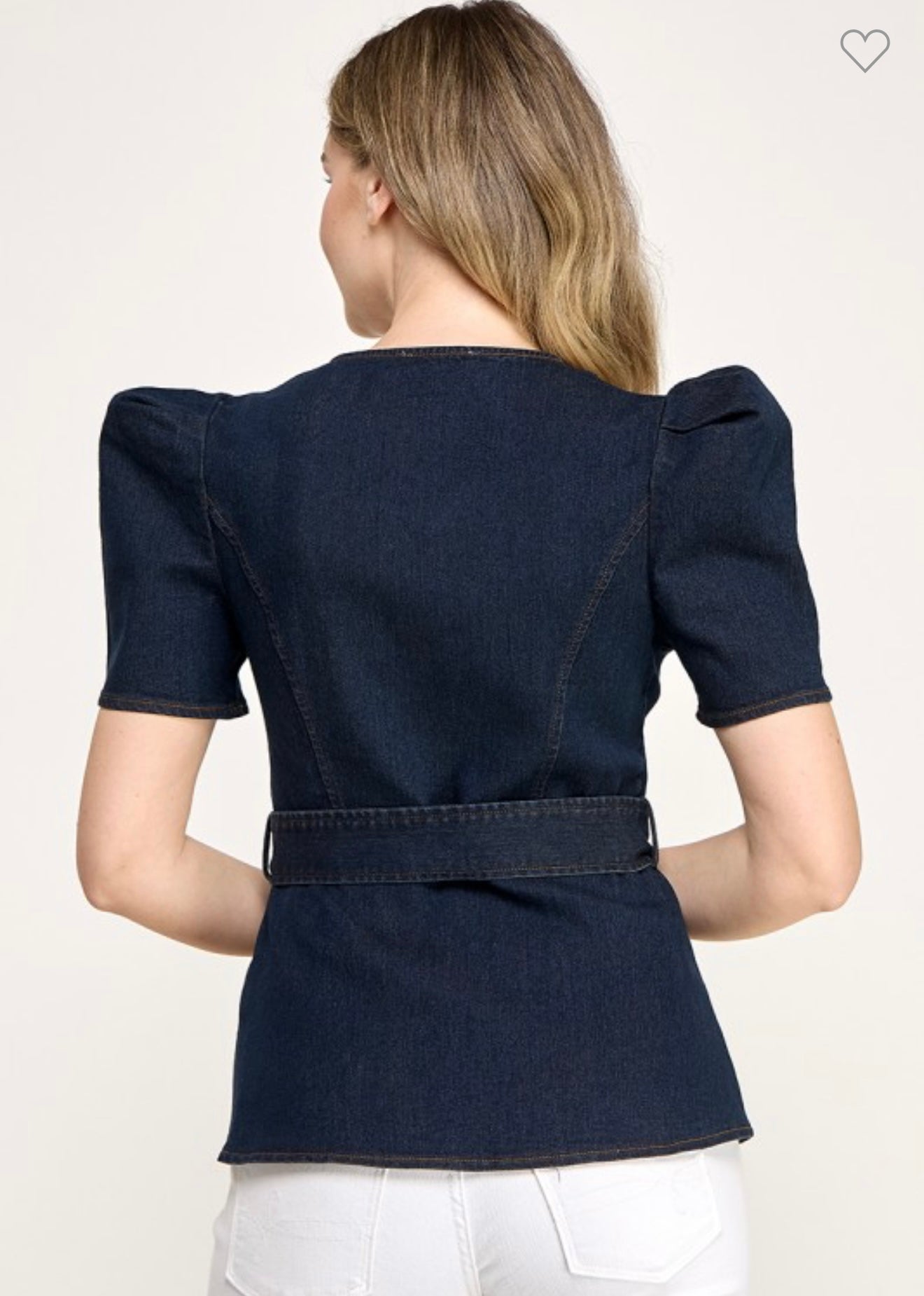 Metal Button Detail Belted Denim Shirt (llega 11-12)