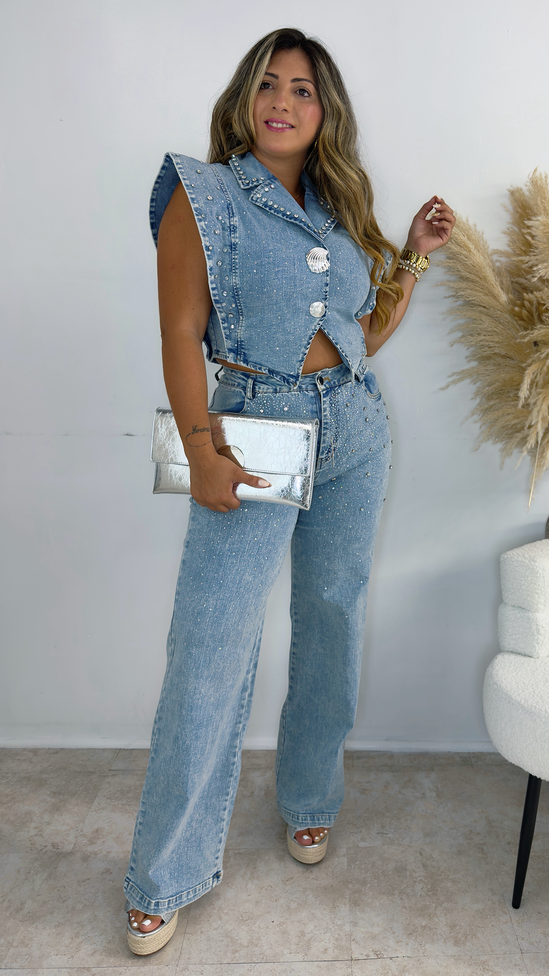 Crystal Glow Denim Set