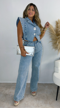Crystal Glow Denim Set