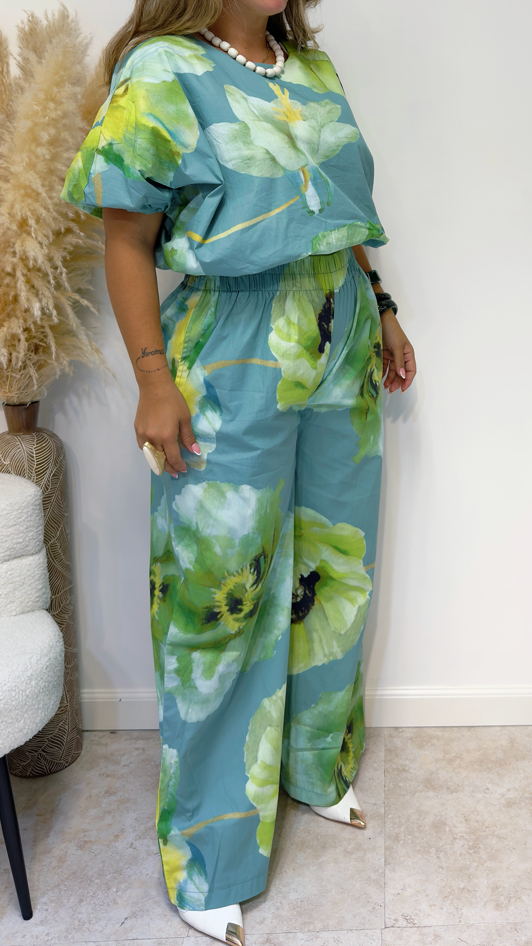 Sage Bloom Palazzo Set