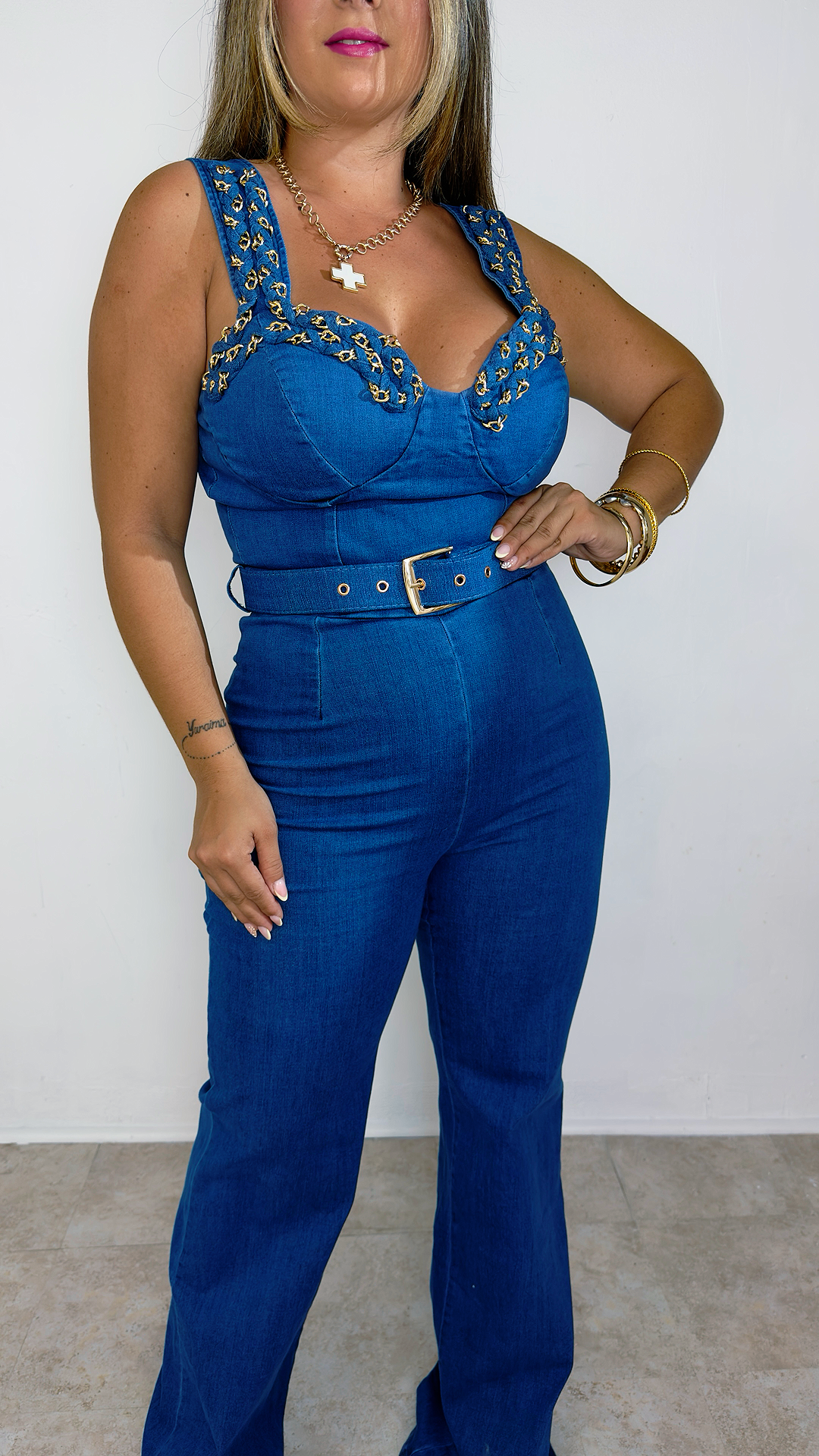 Golden Denim Glam Set