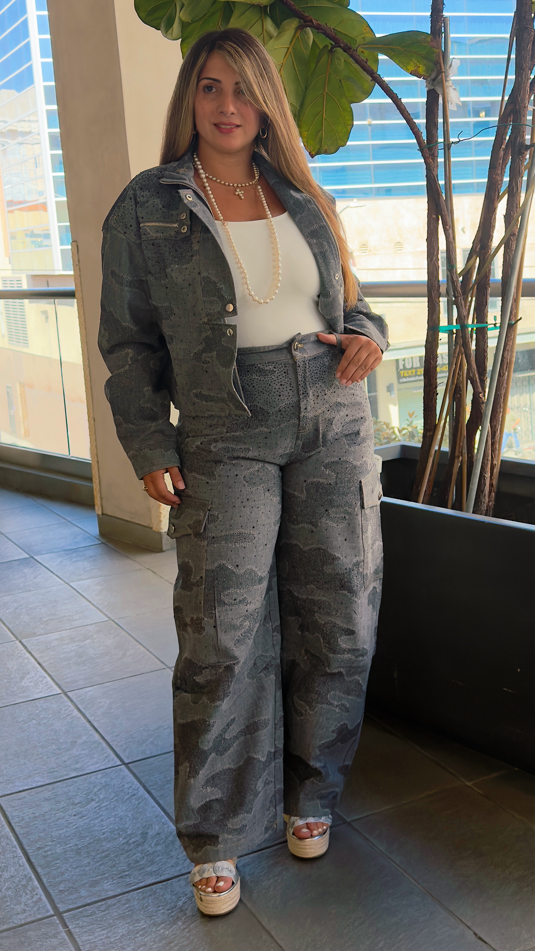 Camo Crystal Denim Set