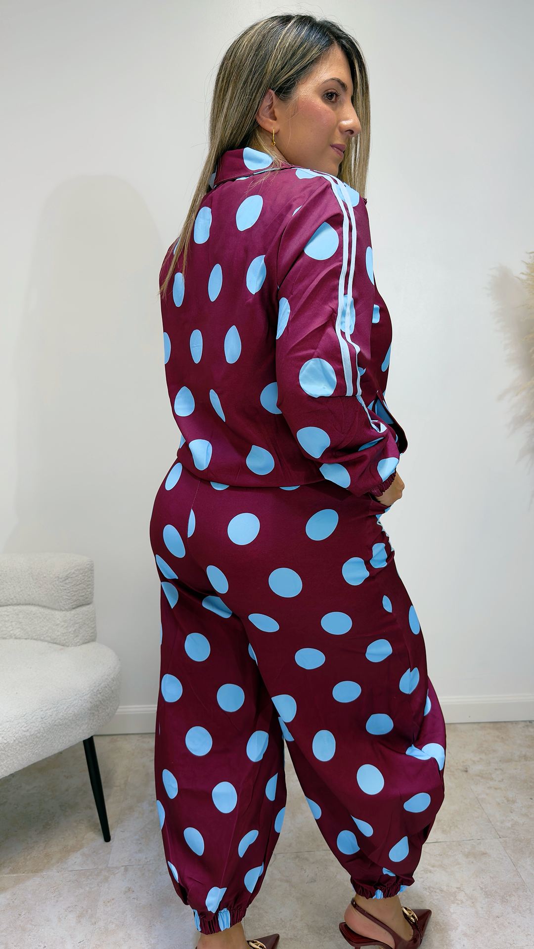 Burgundy Polka Dot Luxe Set