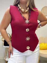 Royal Ruby Embellished Vest