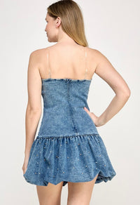 Rhinestone Detail Tube Mini Dress