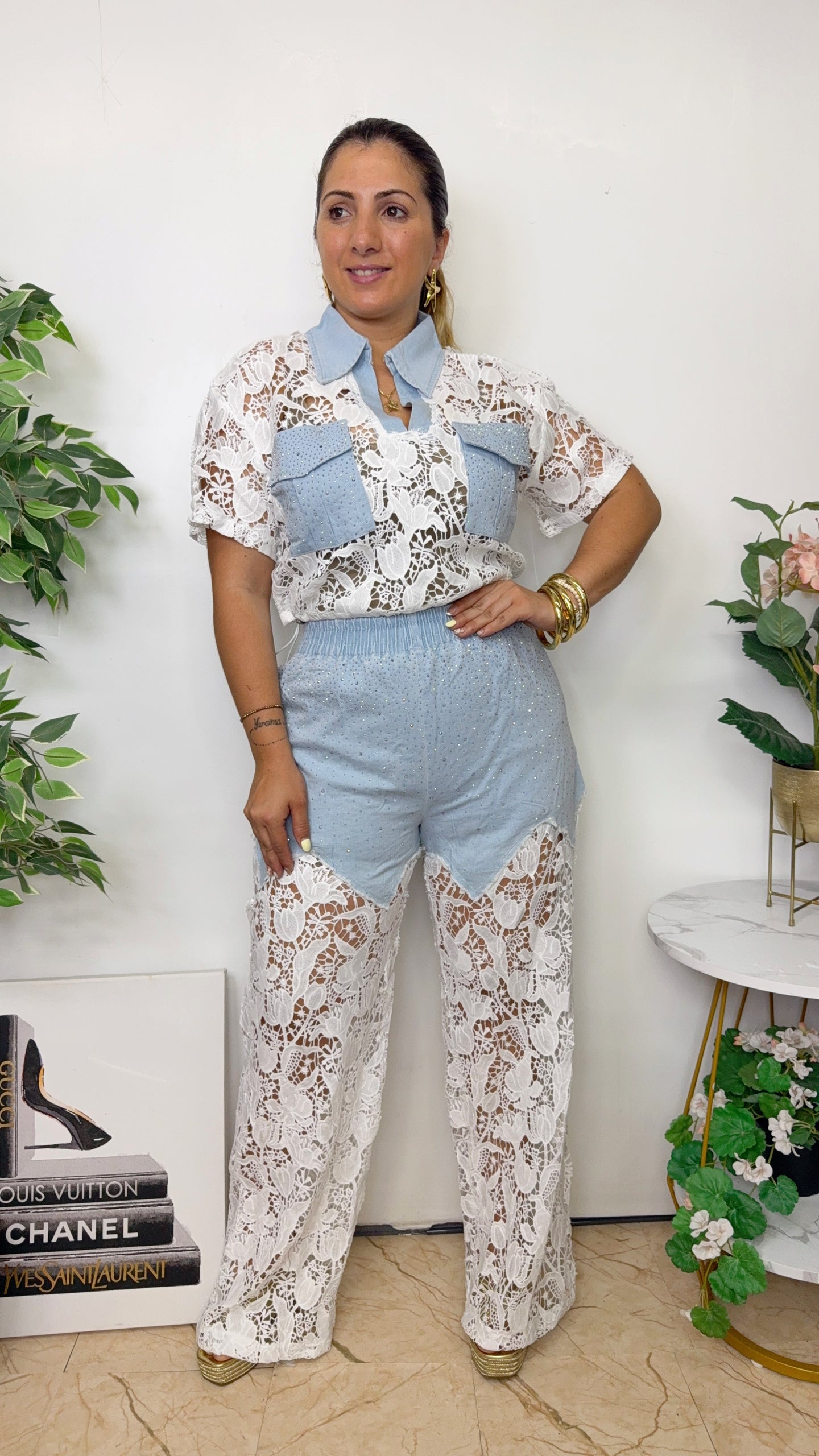 Crochet Denim Set