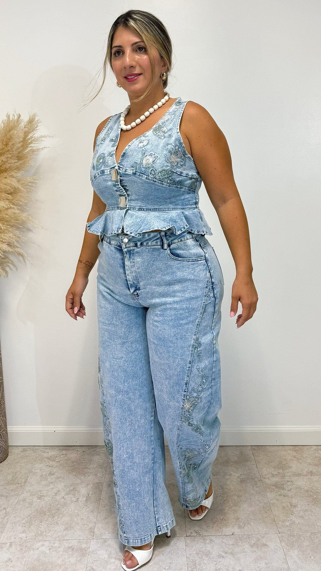 Vintage Bloom Denim Set